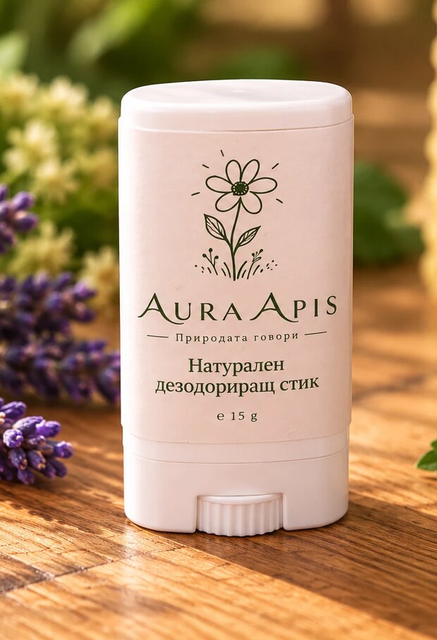 Aura Apis Deo Stick - етикет с пчелен восък и етерични масла, 15 g